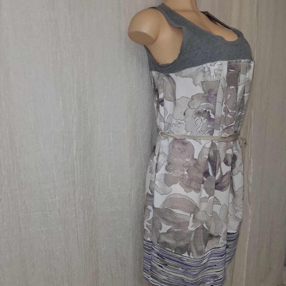 Simply Vera Vera Wang Women Size M Gray and White Floral Midi Dress - Picture 6 of 16